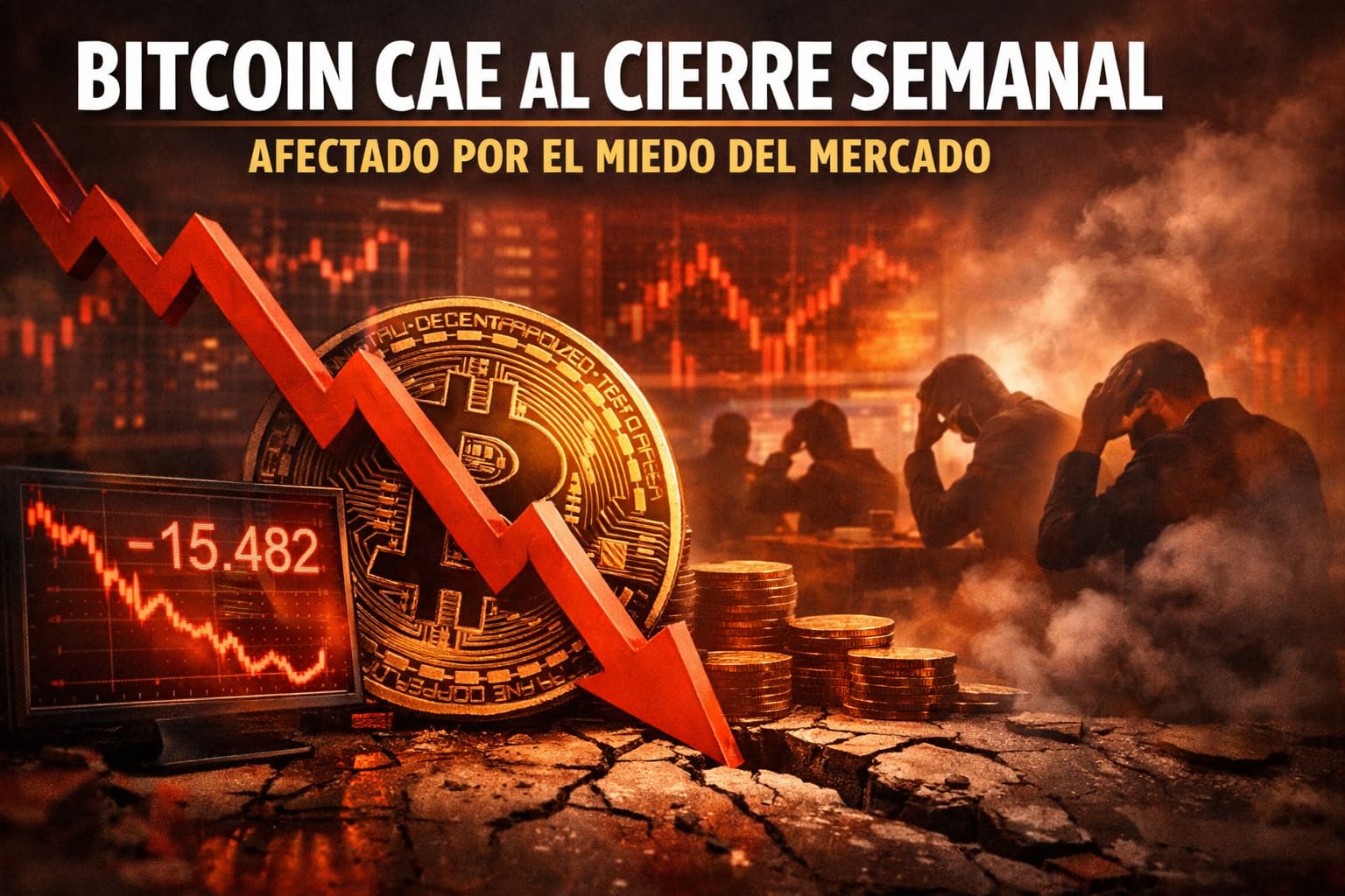 Bitcoin cae al cierre semanal afectado por el miedo del mercado