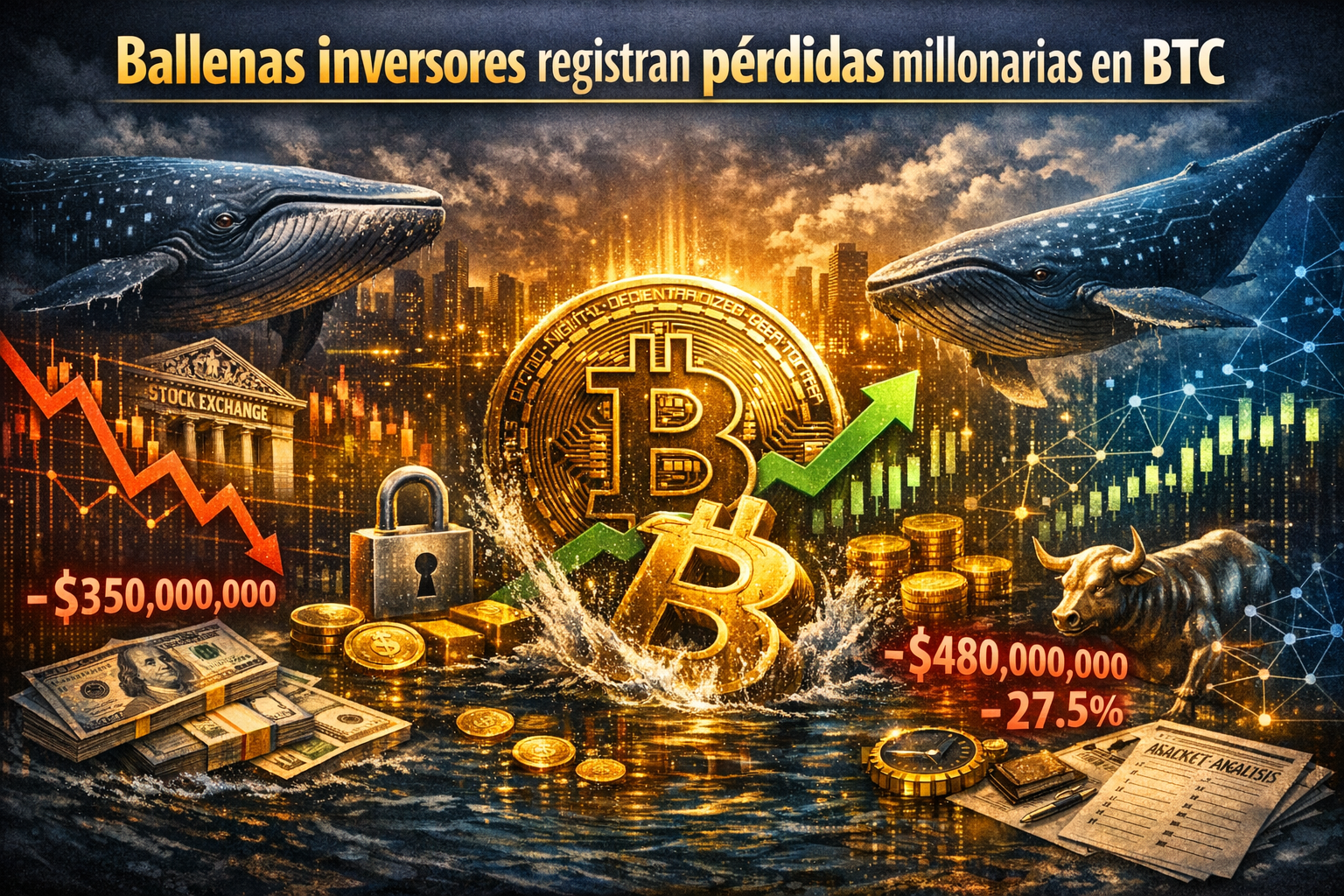 Ballenas inversores registran pérdidas millonarias en BTC