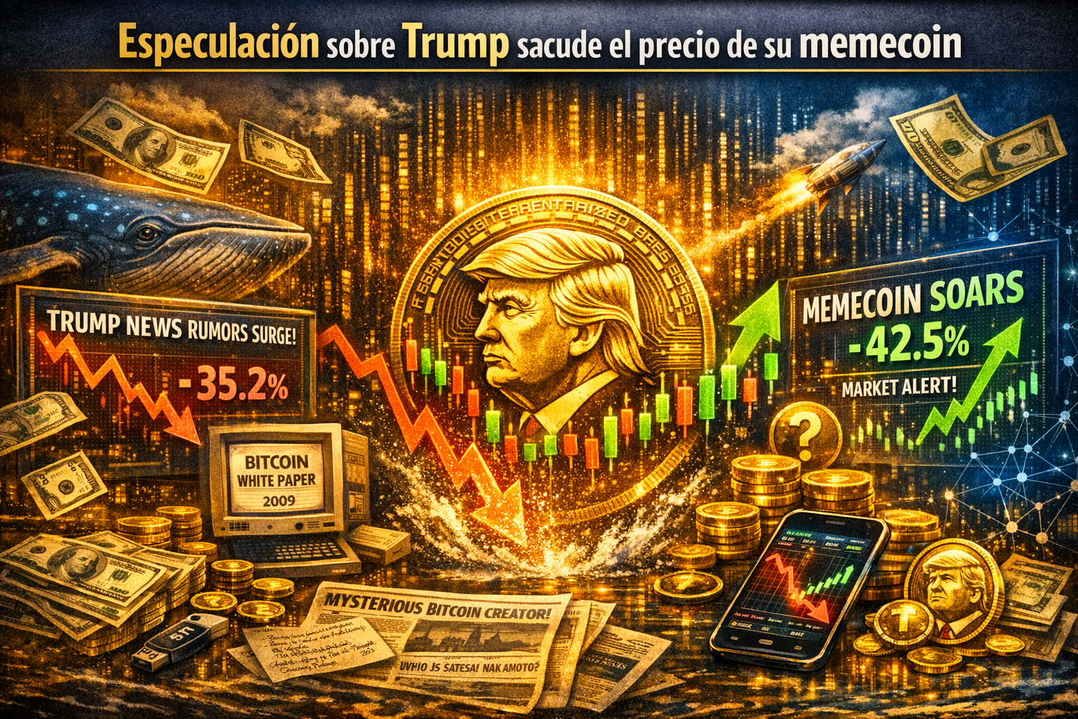 Especulación sobre Trump sacude el precio de su memecoin